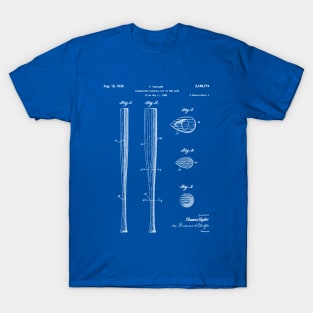 Baseball Bat Patent - Baseball Art - Blueprint T-Shirt